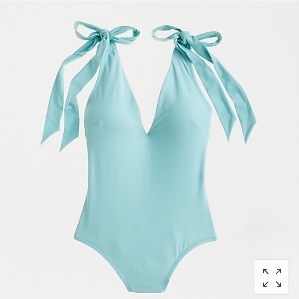 Jcrew Bow V-Neck Tie Shoulder Swimsuit